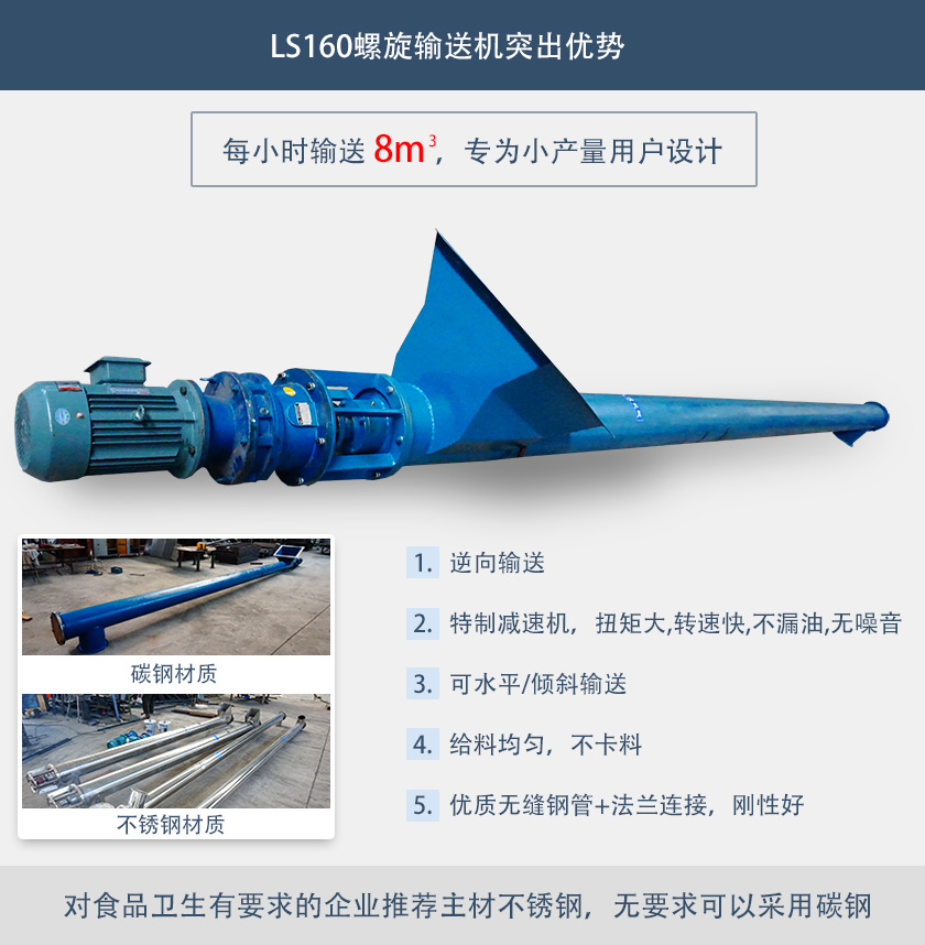 LS160螺旋输送机突出优势