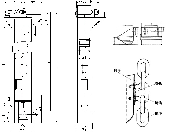 环链式斗式提升机图纸