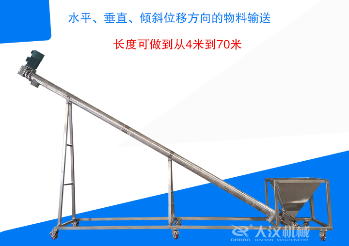 长度可做到从4米到70米 ，支持水平、垂直、倾斜位移方向的物料输送